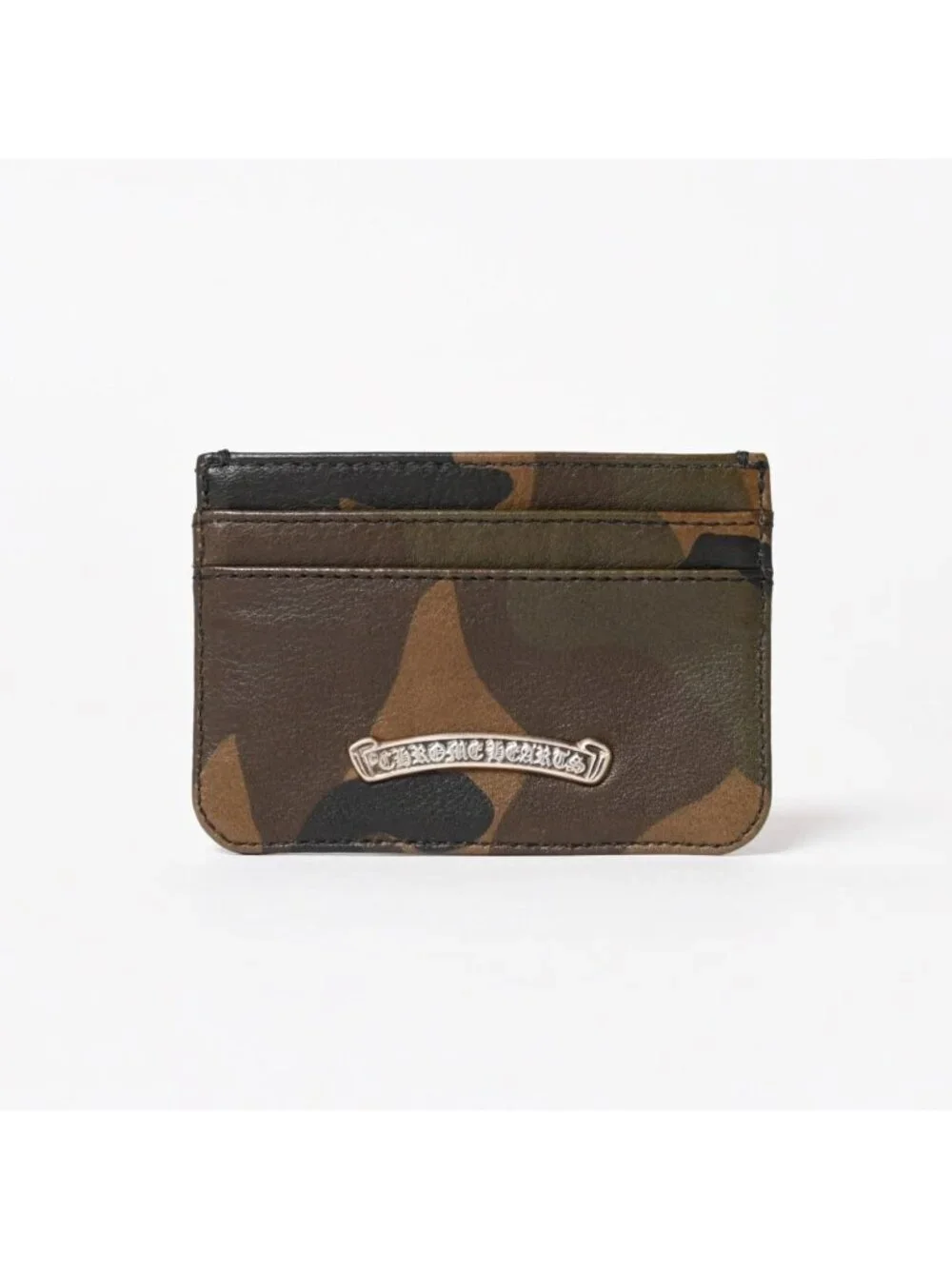 Chrome Hearts Double Side Card Case Scroll Label Logo Camouflage 925 Sterling